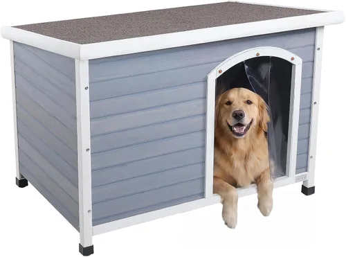 Vista 9 de Petsfit - casetas cuchas de madera para perros pequeños, medianos y perros grandes, resistente a la intemperie para perros, con patas elevadas.