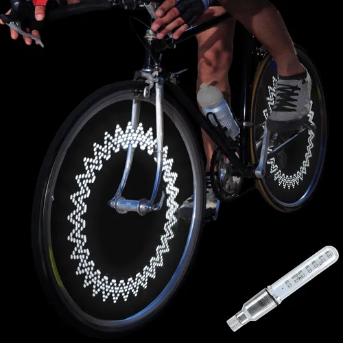 Vista 9 de DAWAY Luz de vástago de válvula de neumático de bicicleta A08 – Luces LED impermeables para rueda de bicicleta, lámpara intermitente de neón que