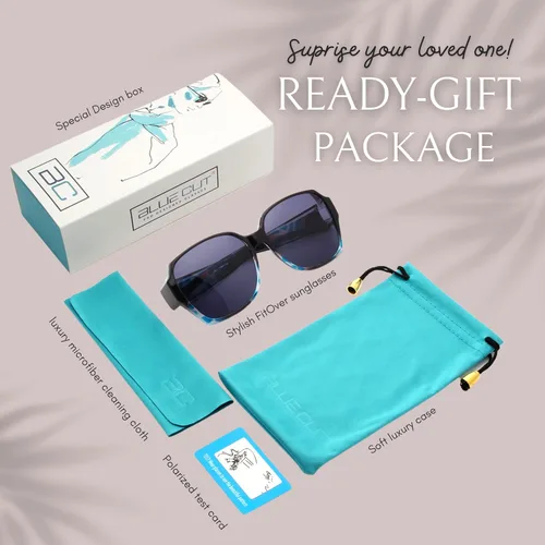 Vista 7 de BLUE CUT Gafas de sol polarizadas para mujer, con estilo protector solar con clip sobre gafas graduadas