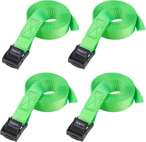 Vista 10 de Ayaport Correas de amarre con hebillas ajustables con hebilla de leva de amarre correa de cincha para embalaje negro, paquete de 4