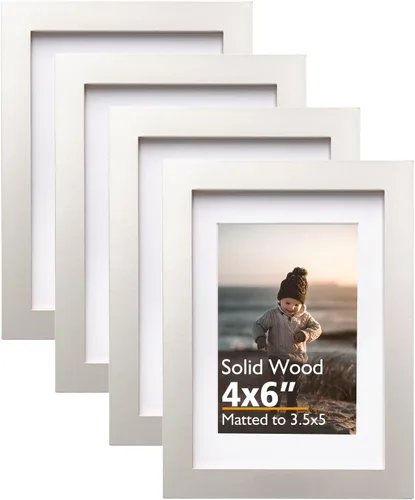 Vista 115 de KINLINK Marco de fotos de 3.5 x 5 pulgadas, color negro ceniza, marcos de madera maciza con plexiglás para mesa y montaje en pared, marcos de fotos