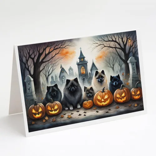 Vista 54 de Caroline's Treasures DAC2042GCA7P Golden Retriever - Tarjetas de felicitación y sobres de Halloween espeluznantes, paquete de 8 tarjetas en blanco
