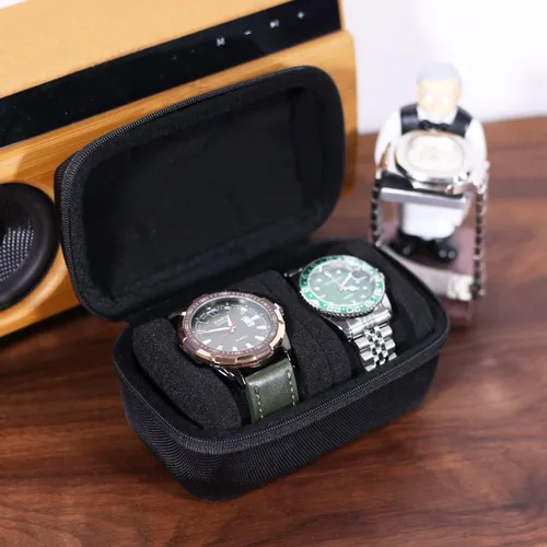 Vista 2 de Besforu Funda de viaje para reloj para hombres y mujeres, caja de almacenamiento portátil de un solo reloj y organizador para relojes de pulsera