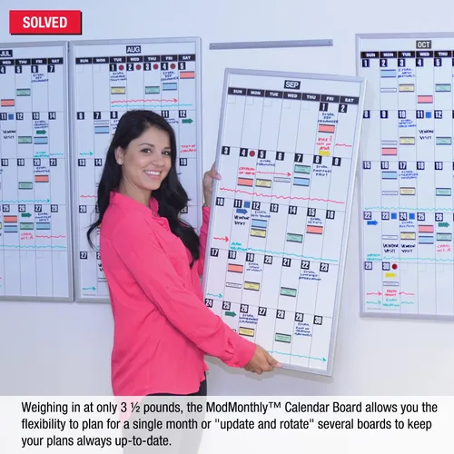 Vista 3 de Ultimate Office Pizarra blanca magnética con calendario mensual modular de borrado (1 cada uno)