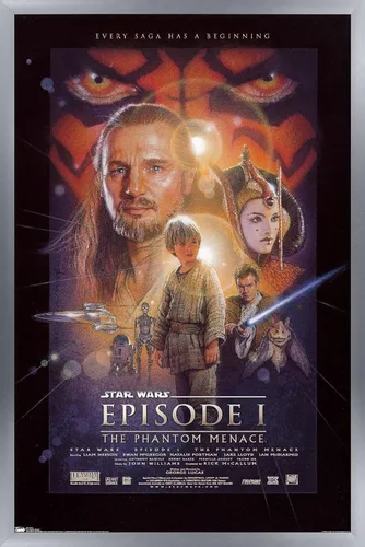 Vista 11 de Trends International Star Wars: The Phantom Menace - Póster de pared de una hoja, 14.725 x 22.375 pulgadas, versión enmarcada de madera de granero