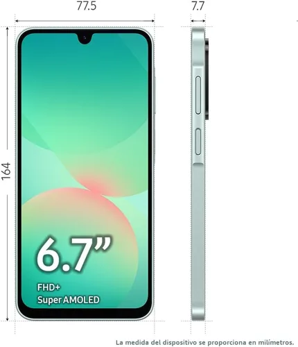 Vista 9 de Samsung Galaxy A26 5G con IA 256GB, 8GB, Doble SIM 6.7" 120Hz AMOLED, resistente al agua IP67, Android 15 Modelo internacional desbloqueado