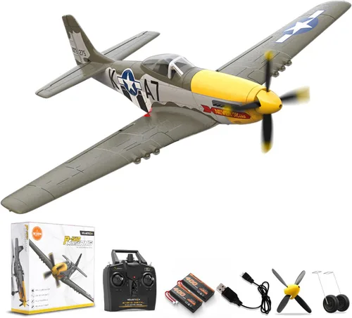 Vista 11 de VOLANTEXRC RC Avión P51D Mustang de 4 canales, avión de control remoto de combate RTF con giroscopio de 6 ejes, 3 modos, fácil de volar, avión