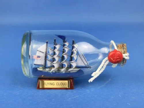 Vista 7 de Hampton Nautical Flying Cloud Ship en botella de vidrio, 5 pulgadas, color marrón