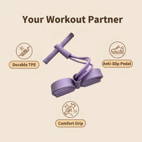 Vista 2 de Banda de resistencia de pedal con mango, bandas de resistencia con asas, cuerda de tensión multifunción, extractor de pedal de yoga elástico de 6