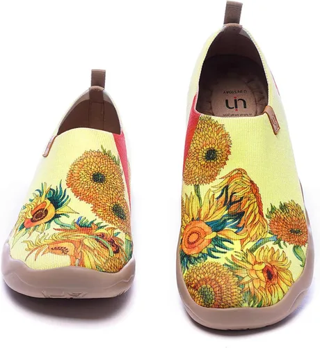 Vista 7 de UIN - Mocasines de estilo informal para mujer, tenis para caminar en tejido de punto con diseños pintados, cómodos, suaves