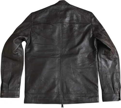 Vista 2 de Chaqueta de cuero marrón para hombre