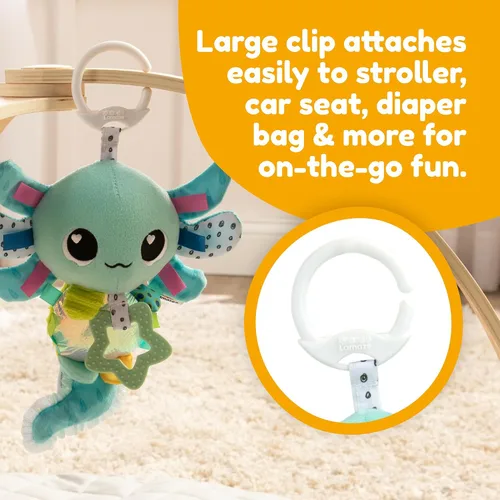Vista 5 de Lamaze Alise The Axolotl - Juguete de clip para asiento de coche y cochecito - Juguetes de asiento de automóvil arrugados y juguetes para cochecito