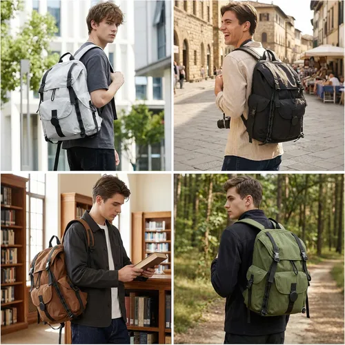 Vista 7 de Mochila de viaje mixi, mochila de cabina, mochila para laptop, aprobada para vuelos, mochila ligera para senderismo, mochila de negocios al aire