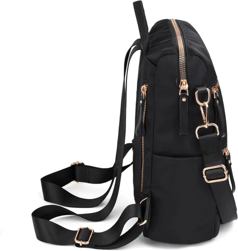Vista 6 de Uromee Mochila para mujer, bolsa de hombro impermeable de nailon para viaje, 303. Negro, Mochilas Daypack