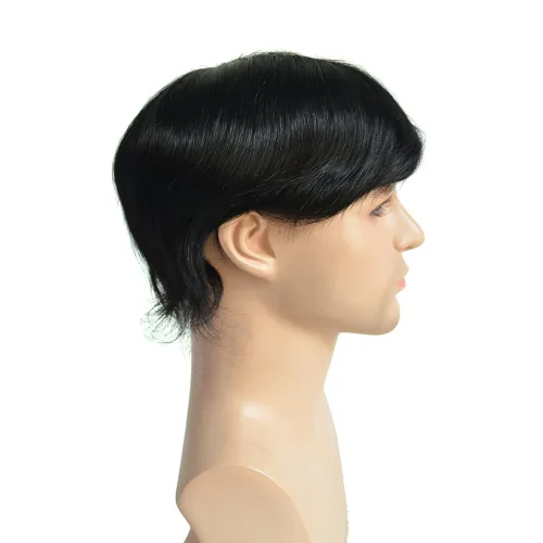 Vista 7 de Q6 Base Custom para hombre Toupee Hairpiece Cabello humano indio Sistema de reemplazo de pelucas de prótesis – # 1 (Jet Negro)