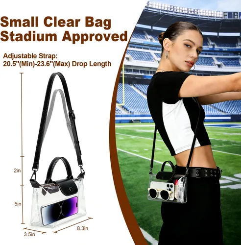 Vista 2 de Bolsa transparente para eventos en estadios, bolsa cruzada pequeña para mujeres y hombres, duradera e impermeable