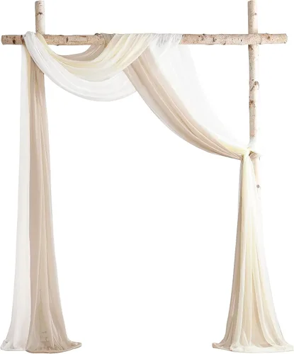 Vista 11 de Floroom Tela drapeada de arco de boda, 2 paneles de 19 pies, cortinas de tela de gasa blanca, decoración de ceremonia de boda, recepción