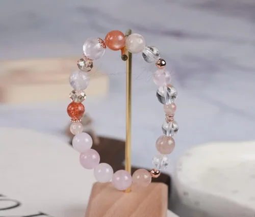 Vista 111 de Precious Gemstone Natural Crystal Healing Bracelet, Rutilated Quartz, Moonstone, Quartz Handmade Original Design Bracelet