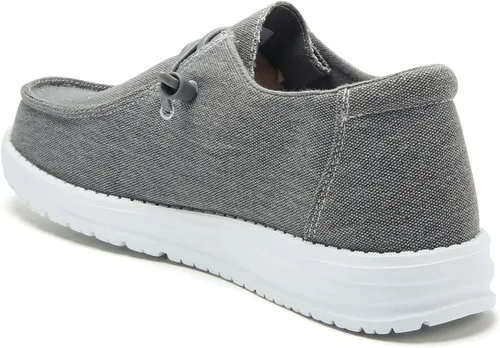 Vista 5 de VOCNTVY Mocasines de lona cómodos y ligeros para mujer, Gris