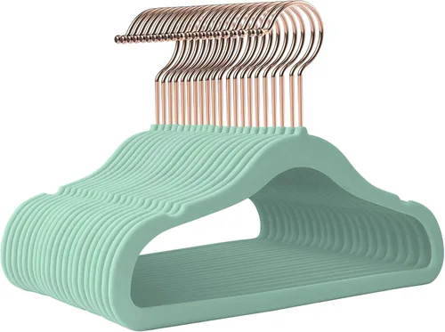Vista 8 de Perchas de terciopelo para bebé, paquete de 50 unidades, 11.4 pulgadas, perchas antideslizantes para ropa de bebé, perchas resistentes para bebés
