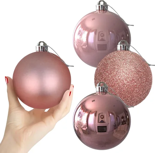 Vista 147 de Esferas pequeñas de Navidad de bronce y dorado de 1.6 pulgadas, adornos para decoración de árbol de Navidad, bolas colgantes inastillables
