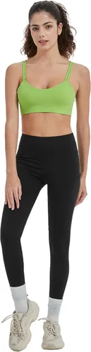 Vista 5 de Attifall Sujetador deportivo corto con copa BC, de bajo impacto, con correa de espagueti, para yoga, gimnasio, entrenamiento