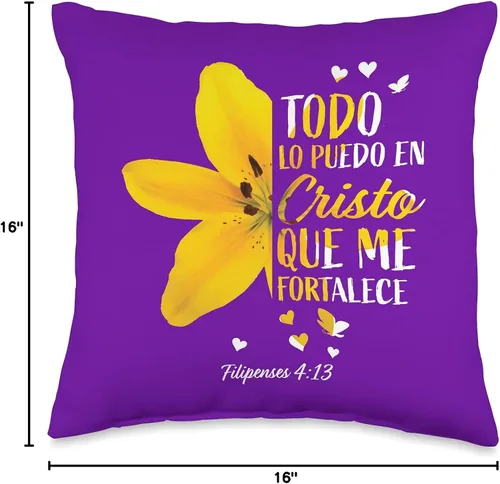 Vista 4 de Regalos cristianos españoles para mujeres, mamá, esposa, filipenses, 4:13, almohada de tiro