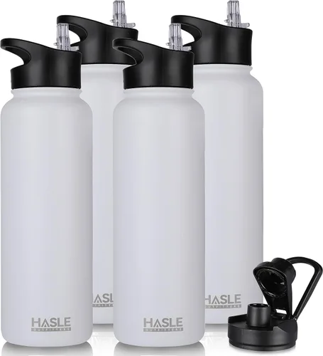 Vista 25 de HASLE OUTFITTERS Botella de agua aislada de 22 onzas, botella de agua de acero inoxidable de doble pared de boca ancha con tapa de popote y tapa