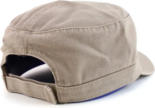 Vista 3 de Trendy Apparel Shop Gorra de béisbol ajustable con parte superior plana militar Caqui oscuro