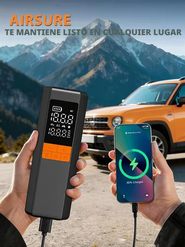 Vista 5 de Compresor de aire portátil para inflador de neumáticos, bomba de aire 5 veces más rápida para neumáticos de automóvil, bomba de neumáticos