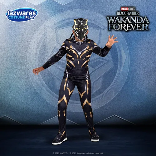 Vista 10 de Marvel Black Panther - Disfraz juvenil oficial - Mono acolchado con máscara de plástico, talla L