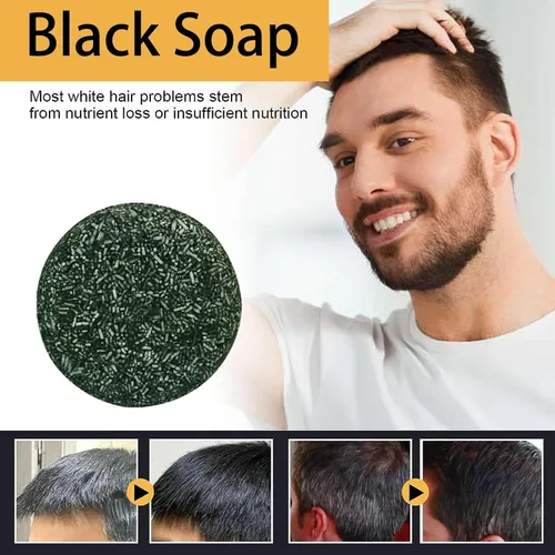 Vista 2 de Barra de champú oscuro, 3 piezas de cabello gris, oscurecimiento del cabello, para hombres y mujeres