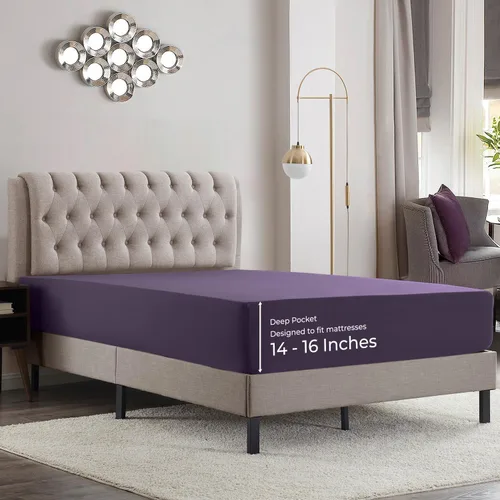 Vista 11 de Empyrean Bedding Sábanas de cama individual – Sábana bajera ajustable de 14 a 16 pulgadas individual – Sábana bajera súper suave individual – Sábana