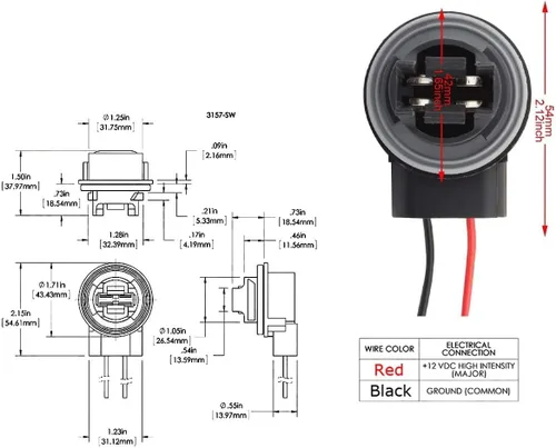 Vista 4 de iJDMTOY 2 adaptadores de cableado de resistencia de carga de un solo filamento 3156 en línea 50 W 6 ohmios para instalar luces LED de señal de giro