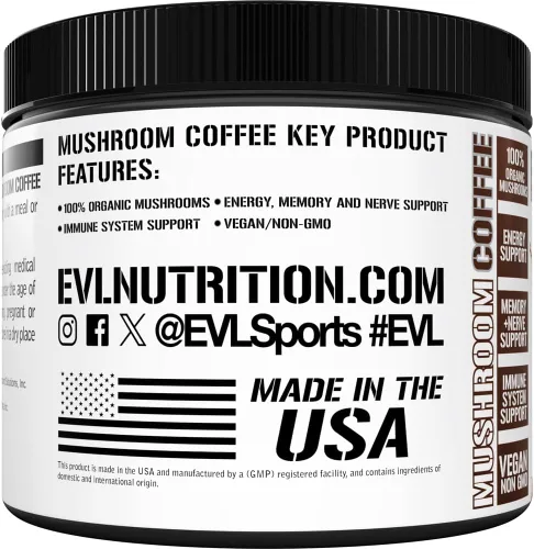 Vista 6 de Evlution Nutrition - Café de hongos – Apoyo energético, nervioso y del sistema inmunológico – 100% orgánico Reishi, shiitake, melena de león y polvo