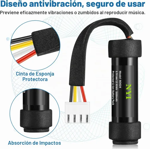 Vista 3 de NYI Reemplazo de batería de 3500 mAh compatible con Harman Kardon Onyx Studio 5, Onyx Studio 6 altavoz inalámbrico Bluetooth - Potencia de larga