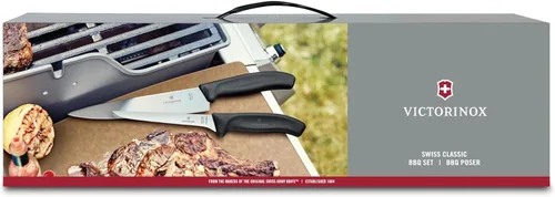 Vista 4 de Victorinox Swiss Classic - Juego de barbacoa de 7 piezas con rollo de cubiertos, color negro