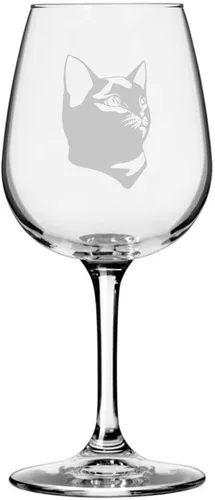 Vista 29 de Copa de vino de 12.75 onzas con temática de gato abisinio grabada para todo uso