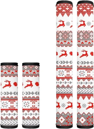 Vista 44 de Juego de 4 fundas para manijas de microondas con diseño de rayas de vaca tribal, azteca, decoración de cocina, antideslizantes, a prueba