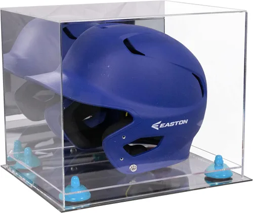Vista 167 de Better Display Cases Vitrina acrílica para casco de bateo de béisbol con espejo, elevadores rosados, montaje en pared y base de espejo (V22/A012)