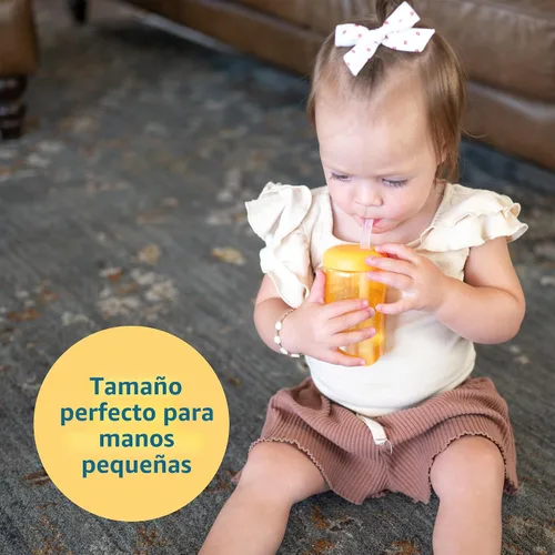 Vista 4 de The First Years Squeeze & Sip - Vasos con pajita para niños pequeños, taza de transición exprimible con popote de silicona, suministros de amarillo