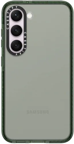 Vista 215 de CASETiFY Funda de impacto para Galaxy S22+ - Adhesivo Aries Moross, color negro transparente