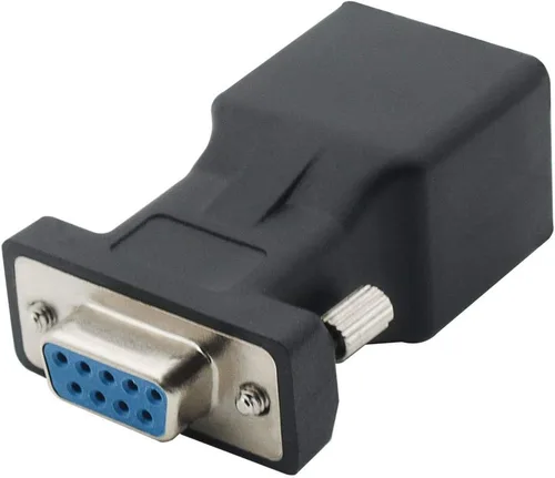 Vista 2 de Adaptador convertidor extensor VGA Cat5/Cat6/RJ45, DB9 9 pines VGA 9 pines macho a RJ45 hembra, conector de cable de red 2 unidades DB9 macho a RJ45