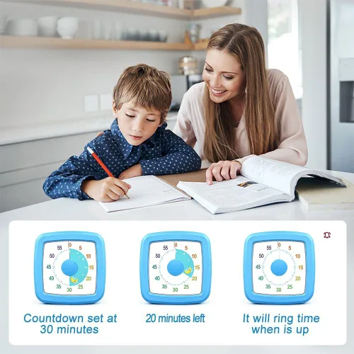 Vista 3 de 60-Minute Countdown for Classroom Office Kitchen Visual Timer for Kids, Desk Timer Kids Time Management Tools with Beautiful Pattern Design