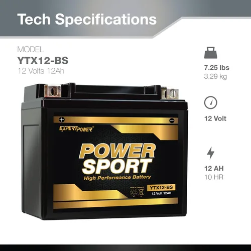 Vista 2 de Baterías de 12 voltios para motocicletas, marca ExpertPower
