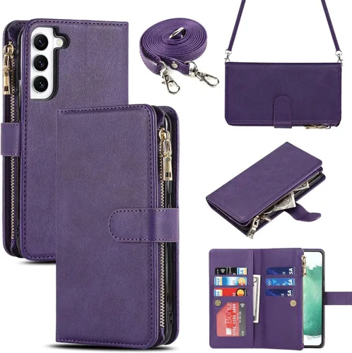 Vista 19 de iCoverCase para Samsung Galaxy S22 - Funda tipo cartera con soporte y bolsillos para tarjetas, funda de piel sintética con cierre magnético