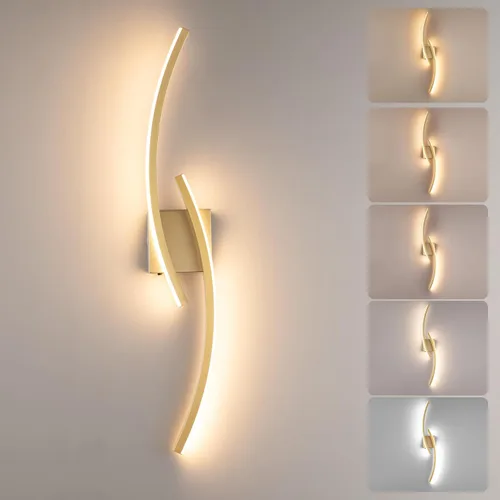 Vista 11 de Lámpara de pared moderna cableada de 3000 ~ 6000 K, lámpara de pared LED plateada de 31.5 pulgadas, luces de pared de níquel cepillado