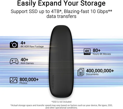 Vista 2 de ASUS Cobble M.2 NVMe® PCIe® Carcasa SSD portátil, USB-C® 3.2 Gen 2x1, velocidades de transferencia de hasta 10 Gbps, resistencia al agua y al polvo