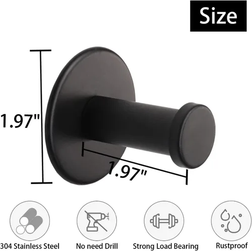 Vista 3 de Ganchos para toallas de baño, paquete de 4 ganchos autoadhesivos para abrigos, resistentes sin perforaciones, gancho para bata, colgador de ropa