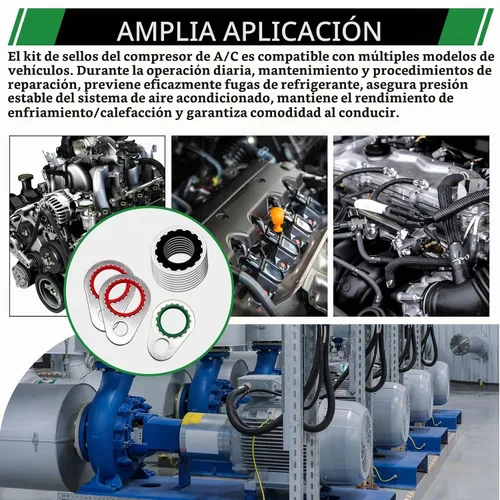 Vista 7 de Kit de junta de sello consolidado con puerto de compresor de aire acondicionado, arandelas de sello de A/C Kit de arandelas de sello de compresor